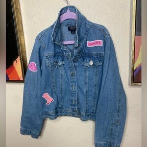 Blue Denim Jacket with Pink Cowgirl Accents